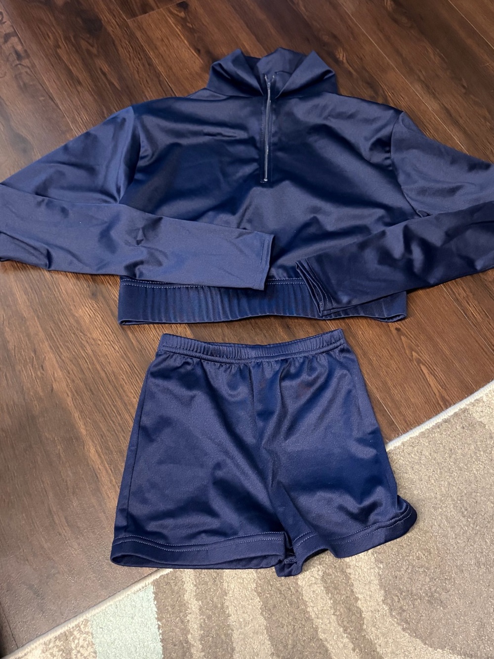 Kids Navy Zip-Front Hoodie & Shorts Matching Set - cheerleading